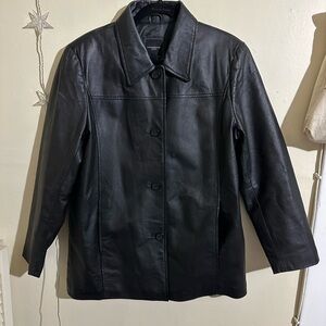 Colebrook & Co. Outerwear Black Button-Down Leather Jacket
